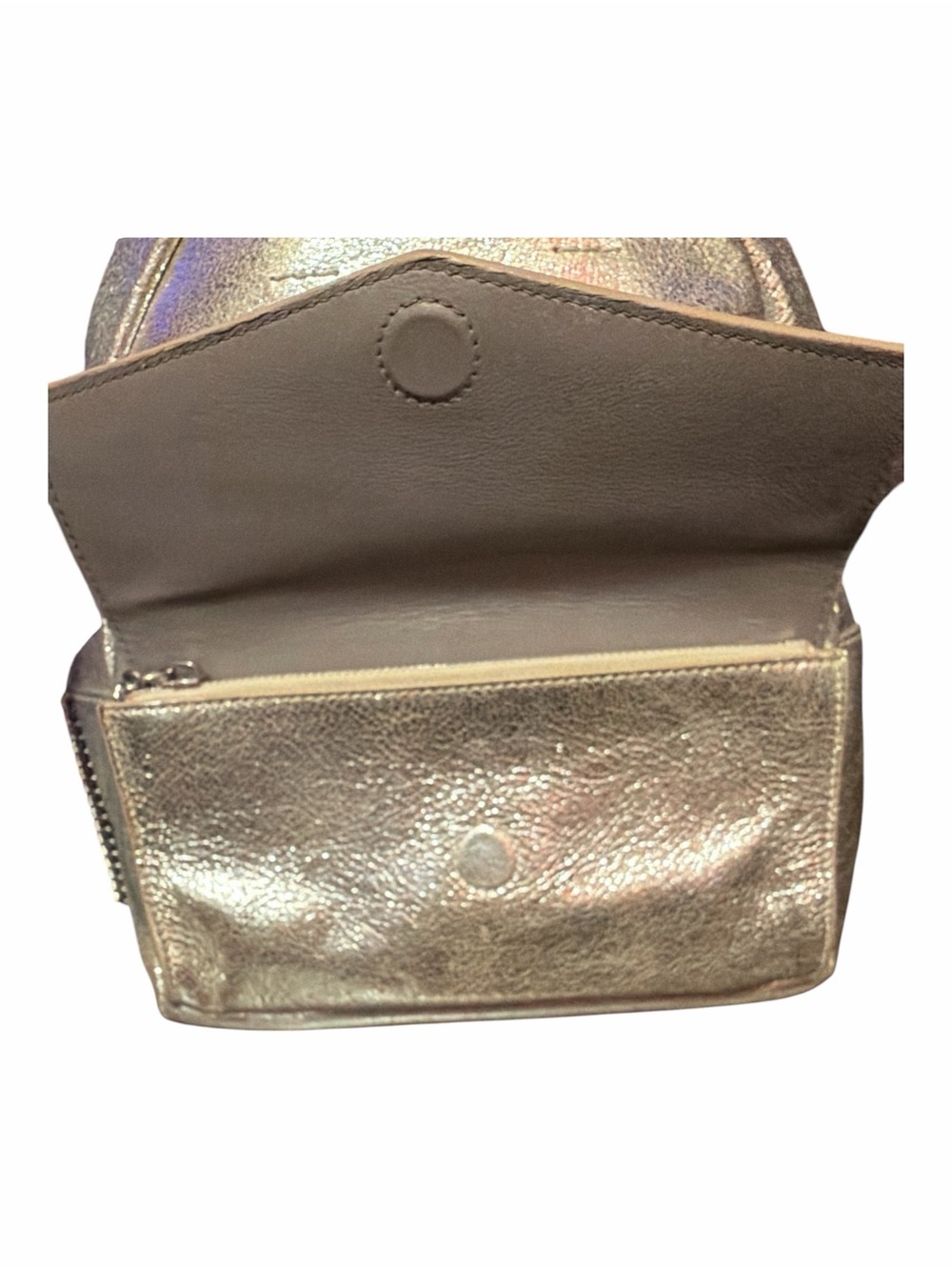 JIMMY CHOO Gold Metallic Leather Star Studded Cassie Backpack Handbag - Picture 8 of 9